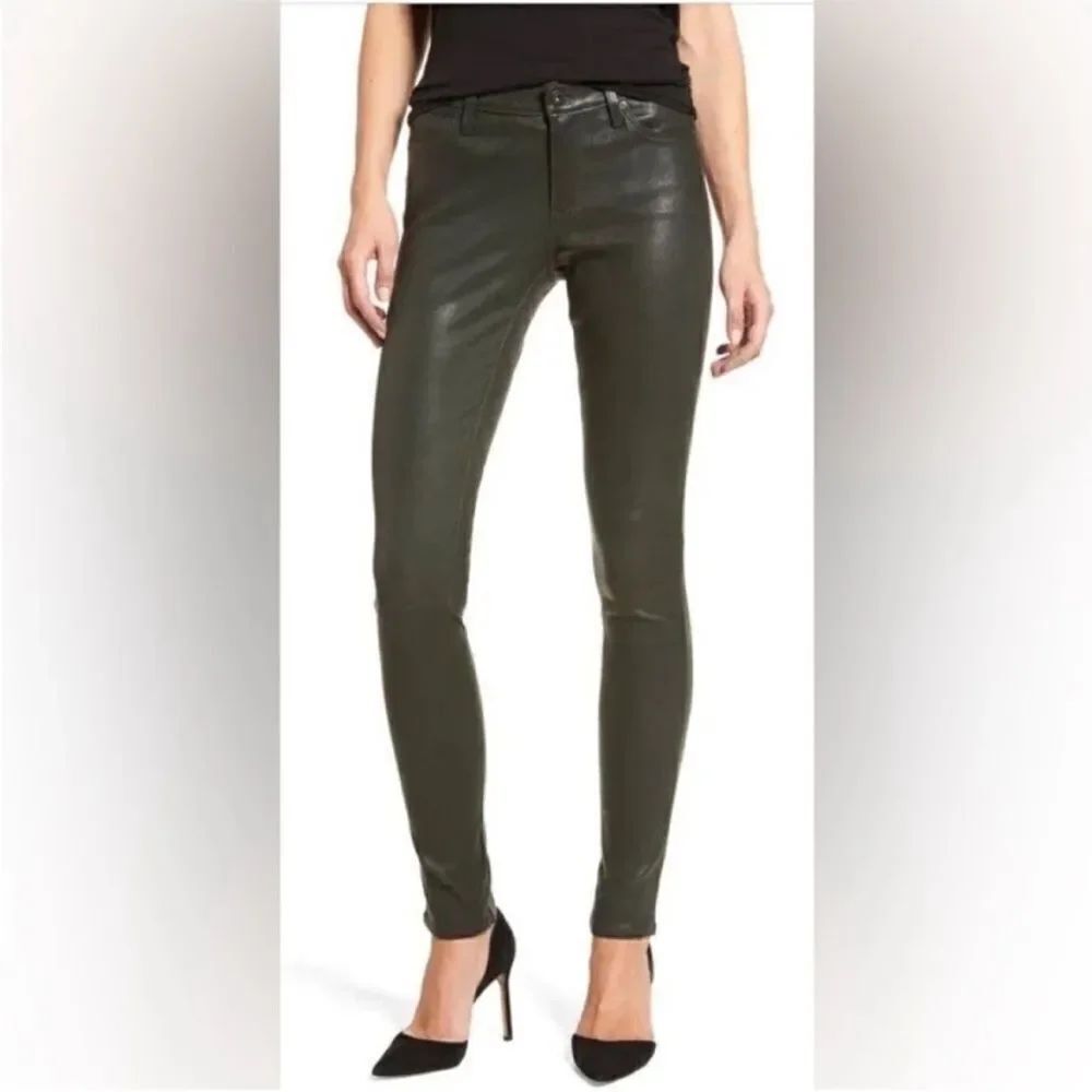 NWOT AG Y2K 100% Lamb Leather The Leggings Supper Skinny in Climbing Ivy Size 26